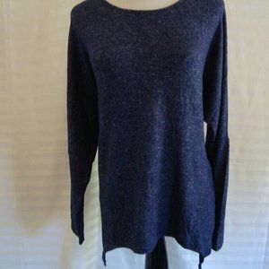 NWT Yak & Yeti Knit Pullover Top Long Sleeve Asymmetrical Hem Pockets Blue S/M